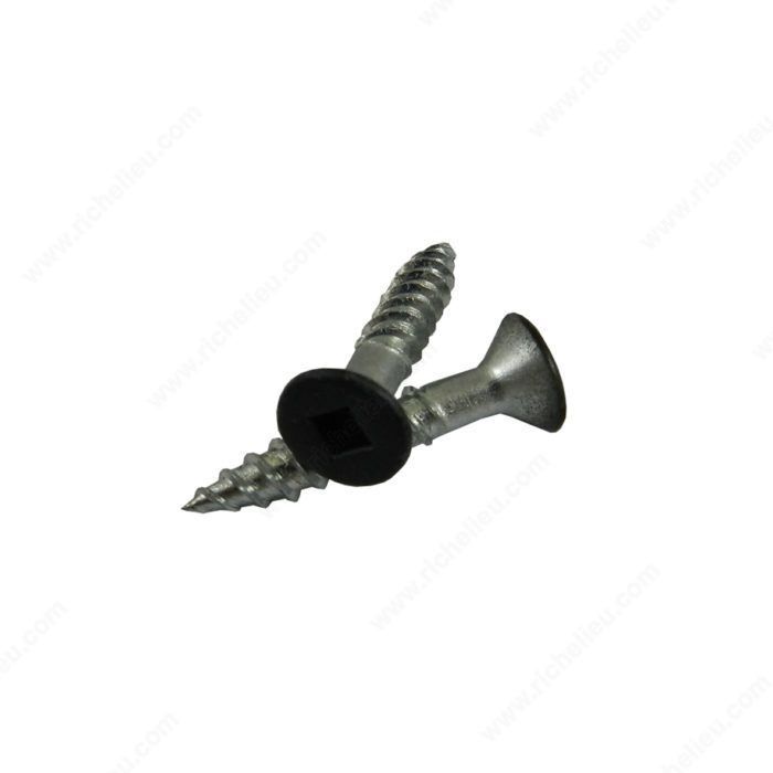 #8 x 1 inch flat head wood screw in black, 16 pack.