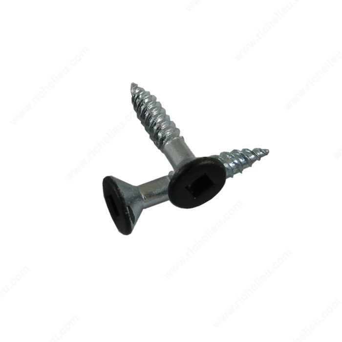 Sixteen number 10 black flat head wood screws, 1 1/4 inches long.