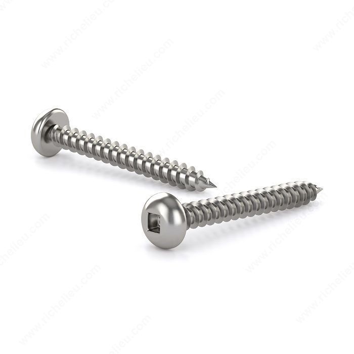Number 10 stainless steel pan head screws, 1 1/2 inches long.