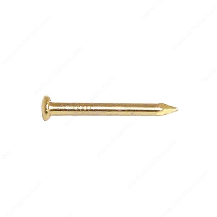 5/8 Inch Brass Furniture Nail with a decorative round head for upholstery and trim.