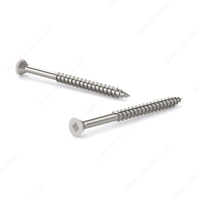 #8 x 1 inch flat head wood screw in white, 9 pack.