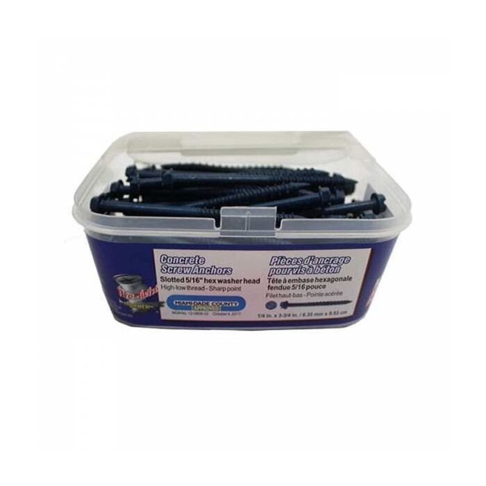 3/16 3/16 inch by 3-1/4 inch flat head concrete screw, sold in a 100 pack for masonry fastening.