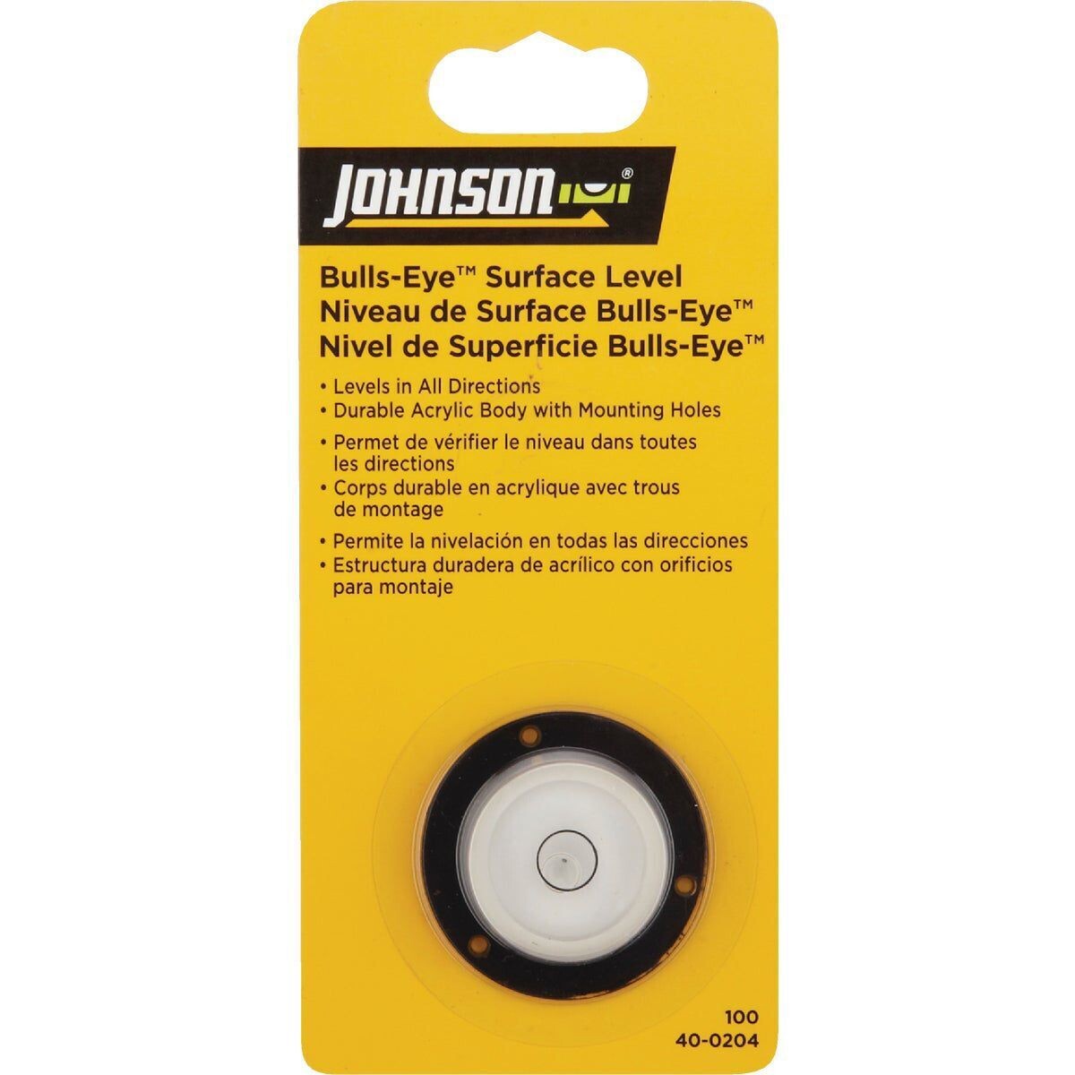 BULLSEYE SURFACE LEVEL JOHNSON Johnson bullseye surface level, a circular level for checking level in all directions.