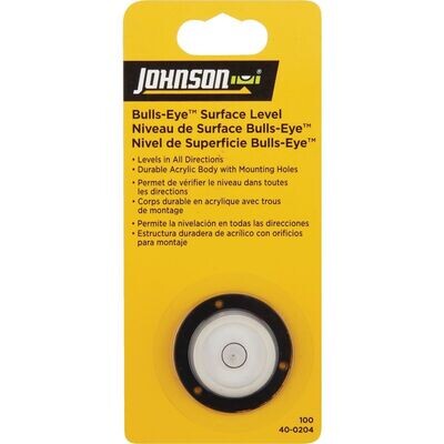 BULLSEYE SURFACE LEVEL JOHNSON Johnson bullseye surface level, a circular level for checking level in all directions.