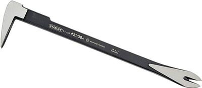12 Inch Stanley claw bar for prying and pulling nails on job sites.