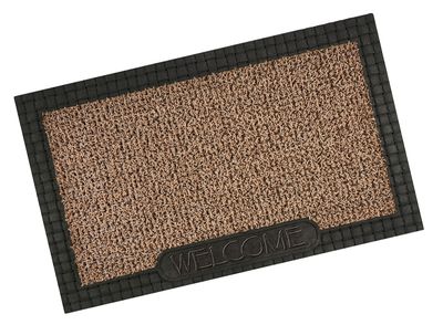 JUTE WELCOME DOOR MAT Door mat that says welcome on the bottom, made by jute fibers.