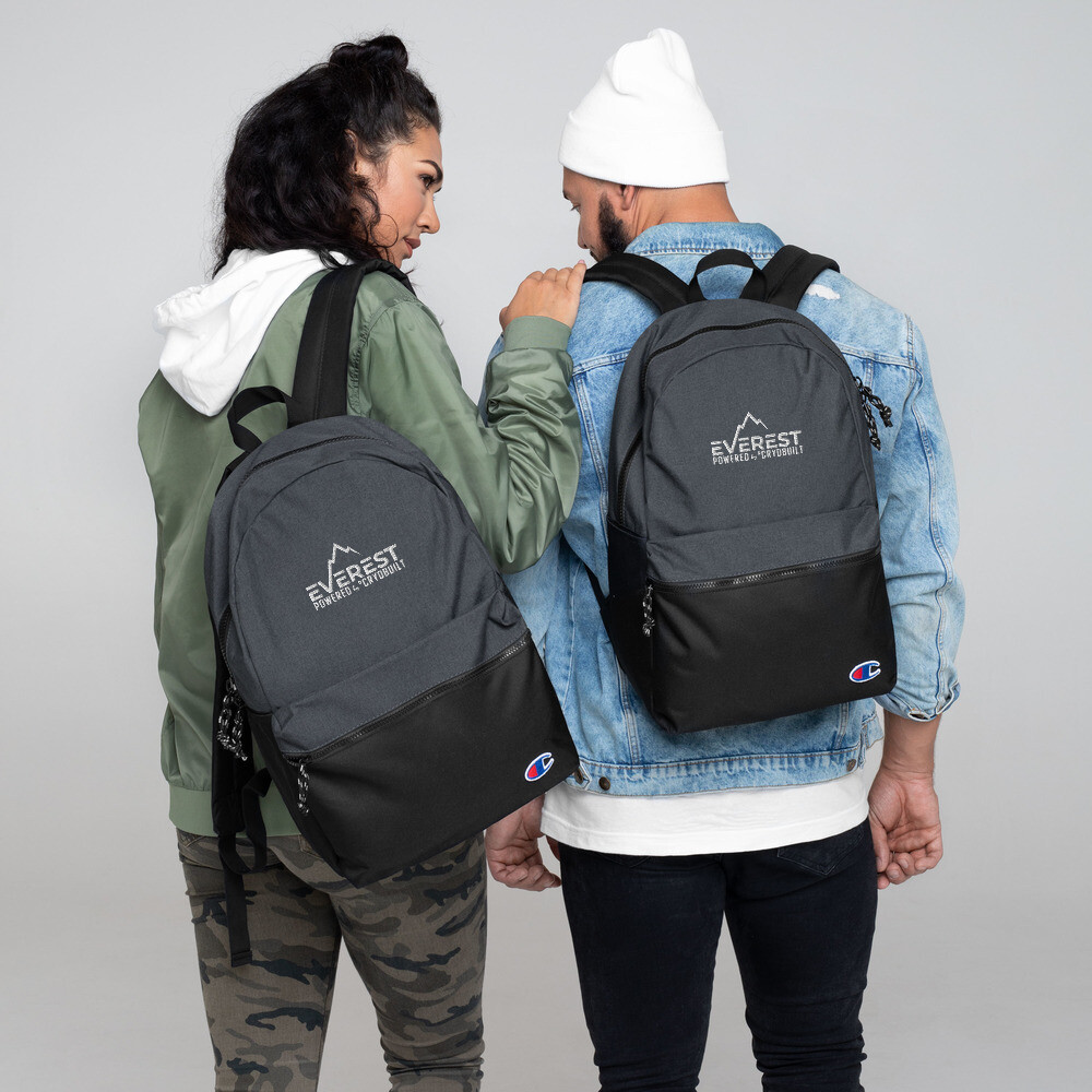 Embroidered Champion Backpack, Color: Heather Black / Black