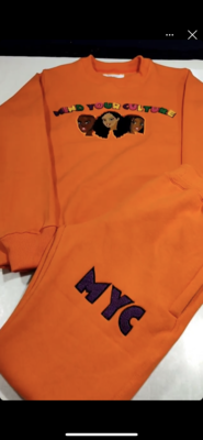 Orange- Mind Your Culture Chenille Patch Sweatsuit