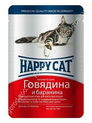 Happy Cat 100г Говядина Баранина в соусе