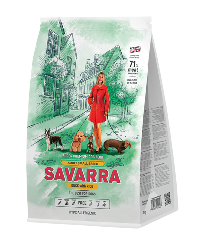 Савара SAVARRA д/собак мелких пород утка/рис 1кг