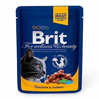 Брит премиум BRIT Premium влаж. д/кошек 100г Курица и индейка