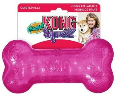 Kong игрушка для собак Squezz Crackle хрустящая косточка средняя 15х4 см