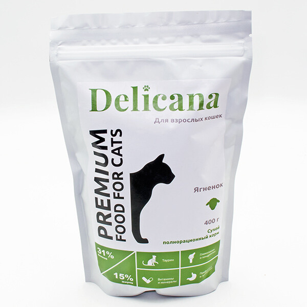 Delicana сух.д/кошек 0,4 кг ягненок
