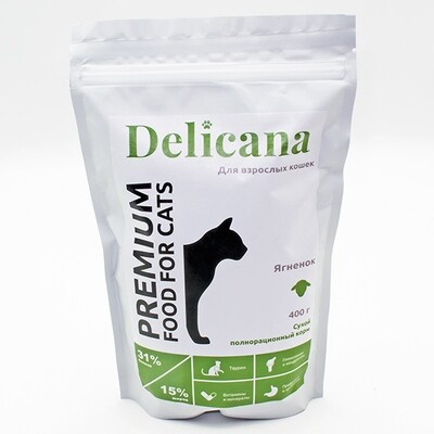 Деликана Delicana сух.д/кошек 0,4 кг ягненок