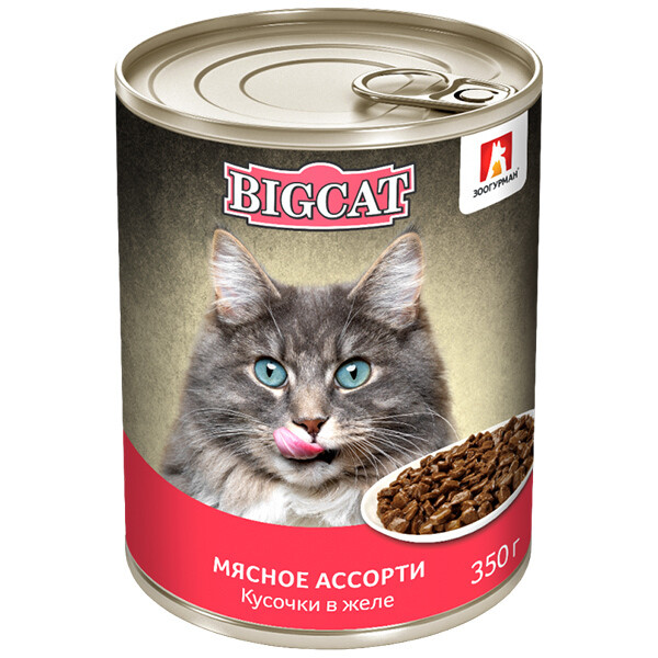 Зоогурман BIG CAT  консерва  д/кошек 350г Мясное ассорти кусочки в желе