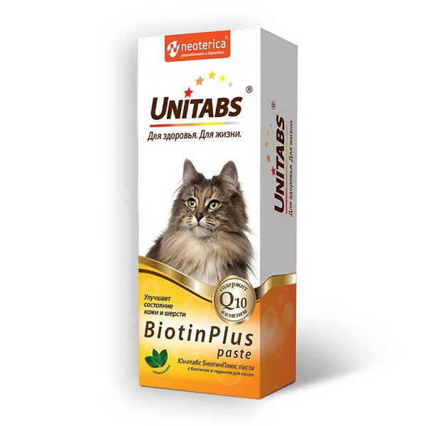 Витамины Unitabs паста BiotinPlus c Q для кошек 120мл