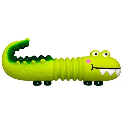 Игрушка д/собак  "Крокодил" зеленый  с пищалкой, латекс, 15 см.(N1)