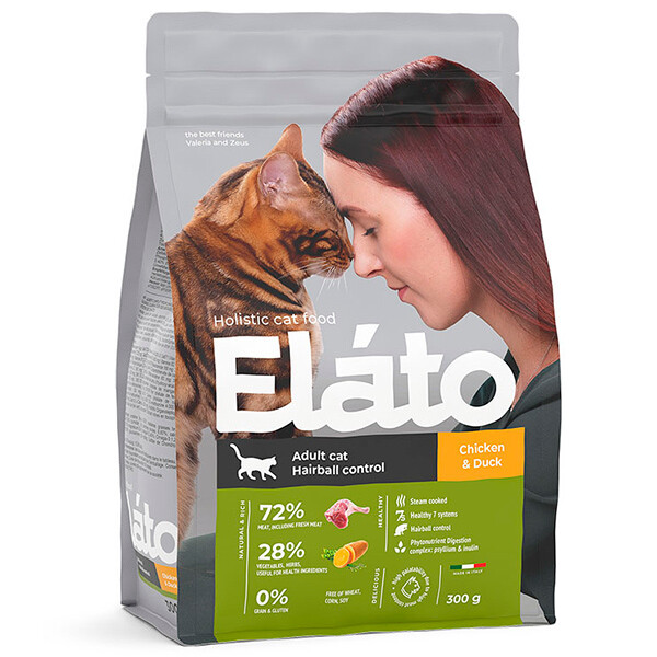 Elato Holistic для кошек курица/утка выведение шерсти