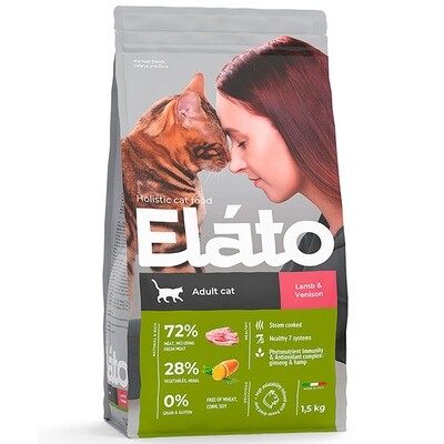 Элато Elato Holistic корм для взрослых кошек с ягненком и олениной