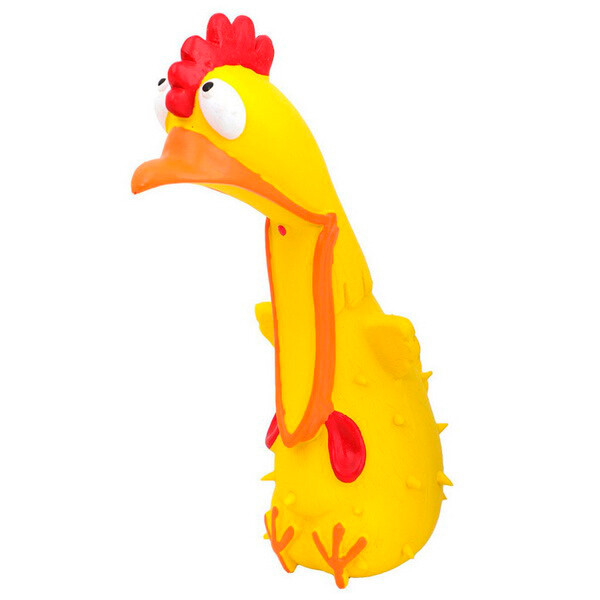 Игрушка д/собак  "Курица Крэйзи" желтая с пищалкой, латекс, 18 см.