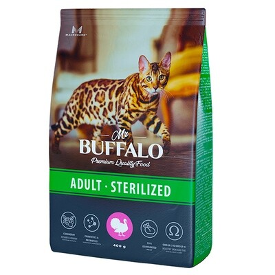 Mr.Buffalo  STERILIZED Сухой корм д/к (индейка) 0,4 кг