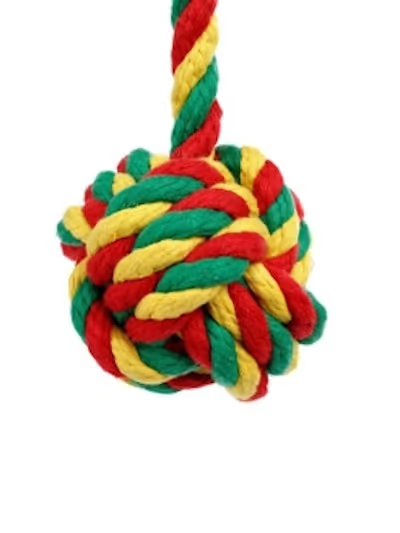 Doglike Мяч канатный Dental Knot большой (жёлтый-зелёный-красный)