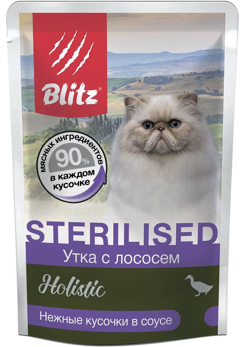 Blitz для кошек стерилизованных с Уткой и Лососем 85г.