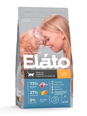 Elato Holistic корм для кастрированных котов, стерилизованных и малоактивных кошек, 1,5кг