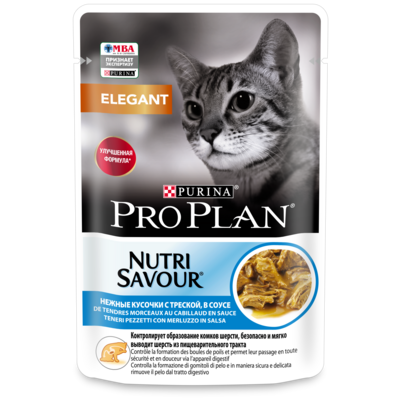 ProPlan 85г Кусочки в Соусе д/кошек Дерма+ с треской