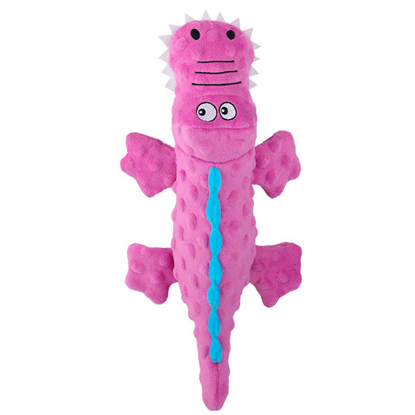 Игрушка д/собак "Крокодил розовый" с пищалкой, текстиль, 37*19*8см.(N1)