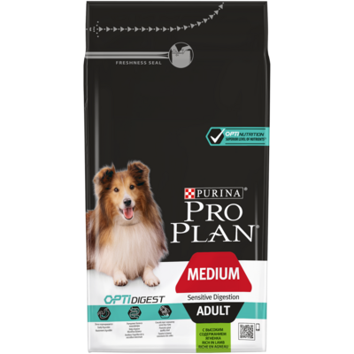 ProPlan Сухой корм для собак средних пород с чувствительным пищеварением с Ягненком
