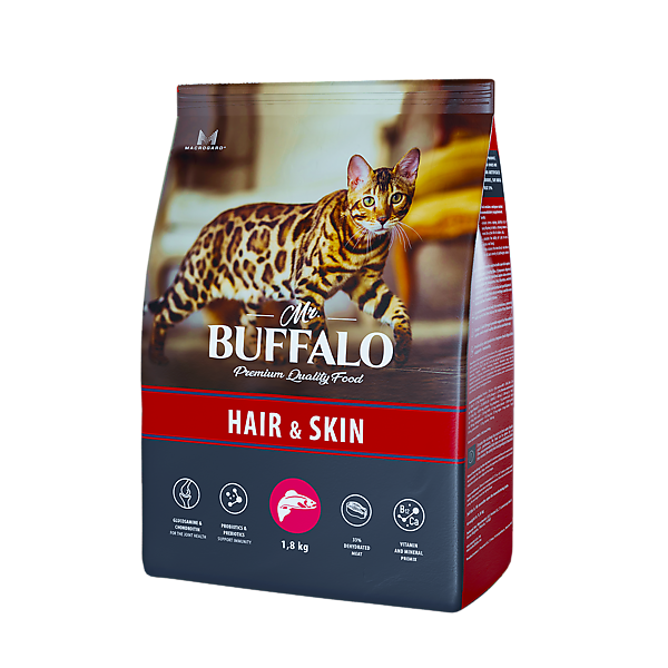 Mr.Buffalo  ADULT HAIR & SKIN Сухой корм д/к (лосось) 1,8 кг