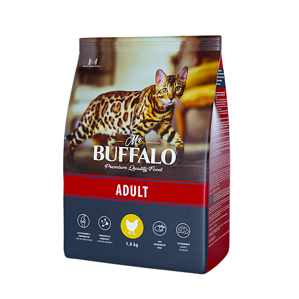 Mr.Buffalo  сухой корм д/кошек ADULT 1,8кг курица