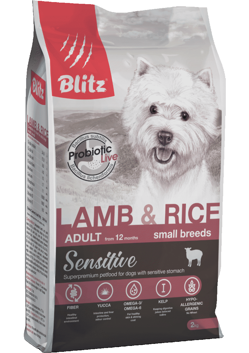 BLITZ сухой корм для собак мелких пород с Ягненком и Рисом 0.5кг
