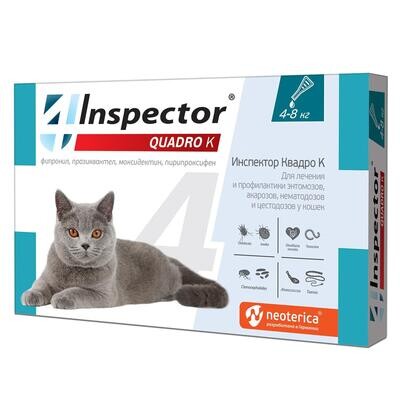 Inspector Quadro капли от внешних и внутренних паразитов для кошек 4-8 кг