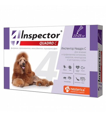 Inspector Quadro капли от внутренних и внешних паразитов для собак 10-25кг