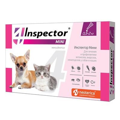 Inspector Quadro капли от внутренних и внешних паразитов для кошек и собак 0,5-2кг