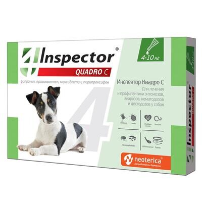 Inspector Quadro капли от внутренних и внешних паразитов для собак 4-10кг
