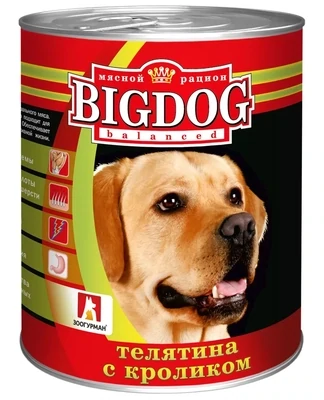 Зоогурман BIG DOG для собак Телятина с кроликом 850гр