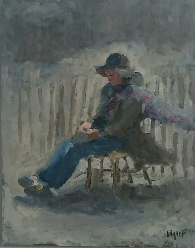 1 Oilpainting: Lady on the beach
