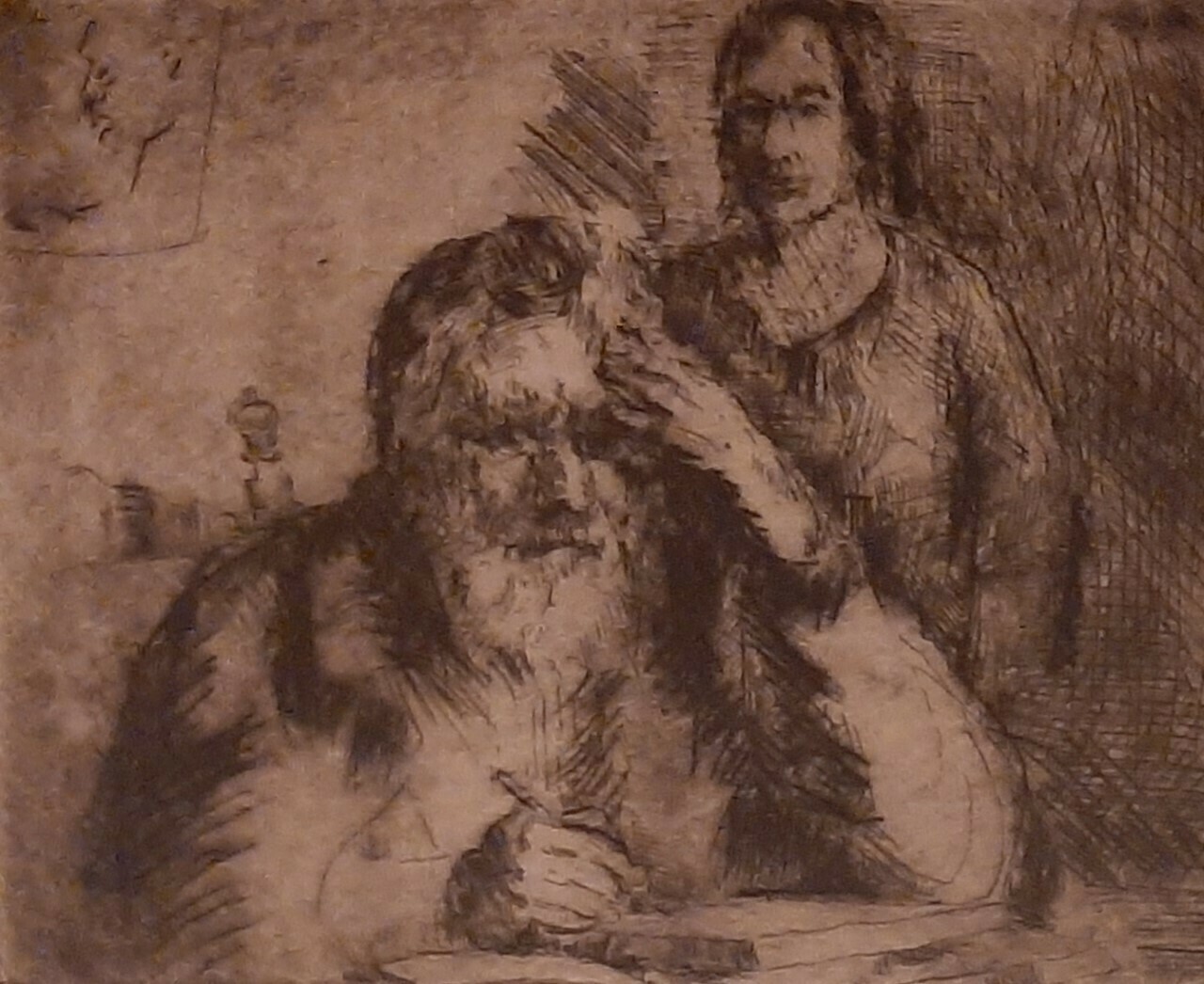 1 Rare etching: Selfportrait Wim Steyn and his wife