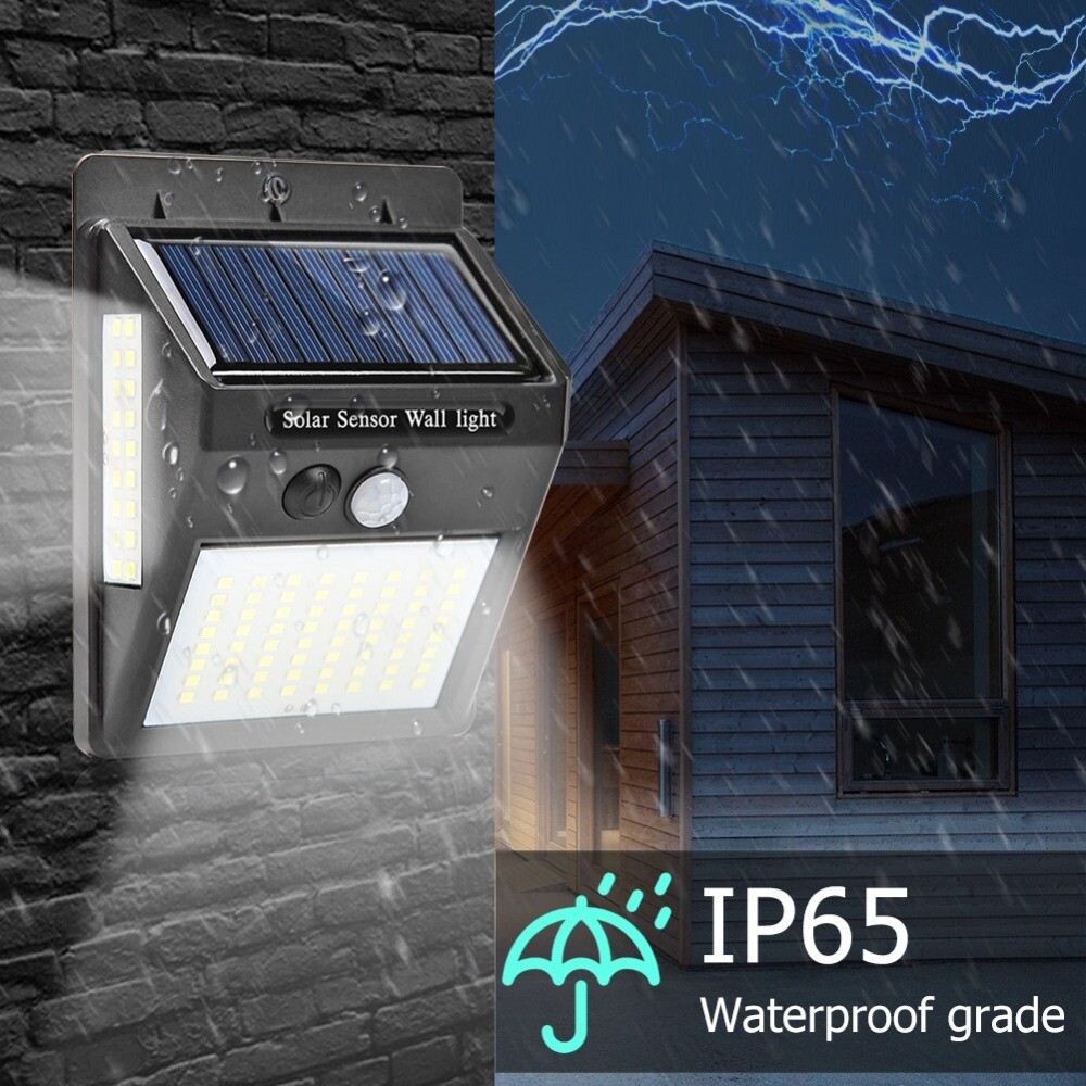 Solar Powered 100 LED Outdoor Garden Yard Wall Lamp Waterproof Motion Sensor Light( 2 units)