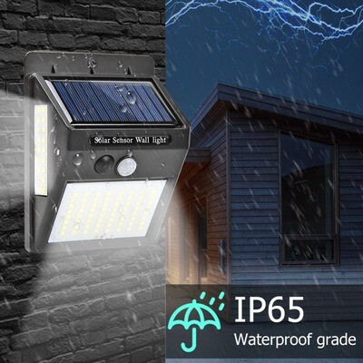 Solar Powered 100 LED Outdoor Garden Yard Wall Lamp Waterproof Motion Sensor Light( 2 units)