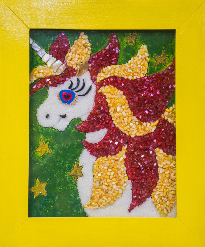 DIY Mosaic Wall Art Painting with crystal. "Unicorn" - sparkling mosaic, painting for the fun time together with kids and adult