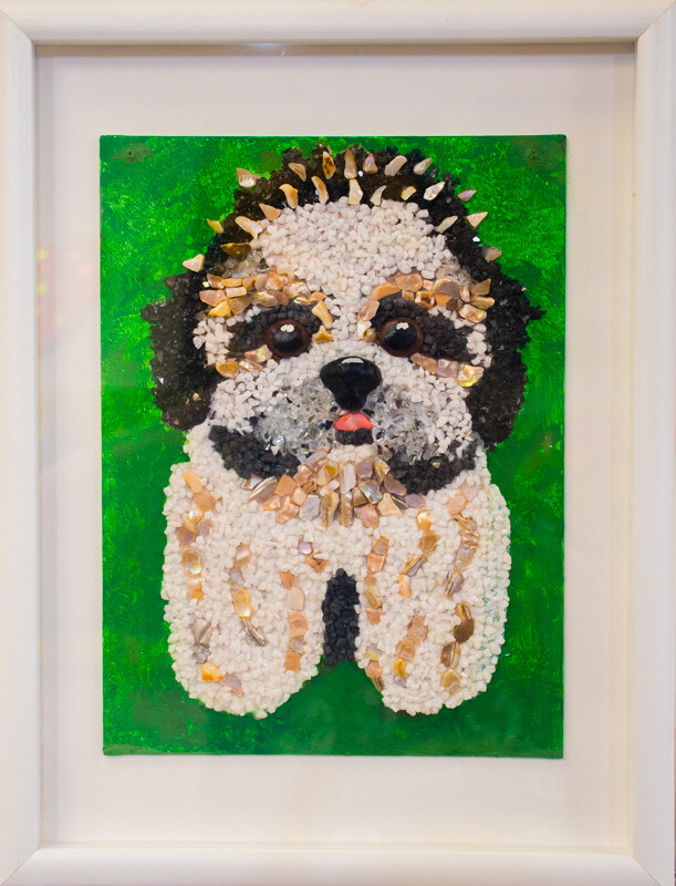 DIY Mosaic Wall Art Painting with crystal. "Shitsu dog" - sparkling mosaic, painting for the fun time kids and adult together