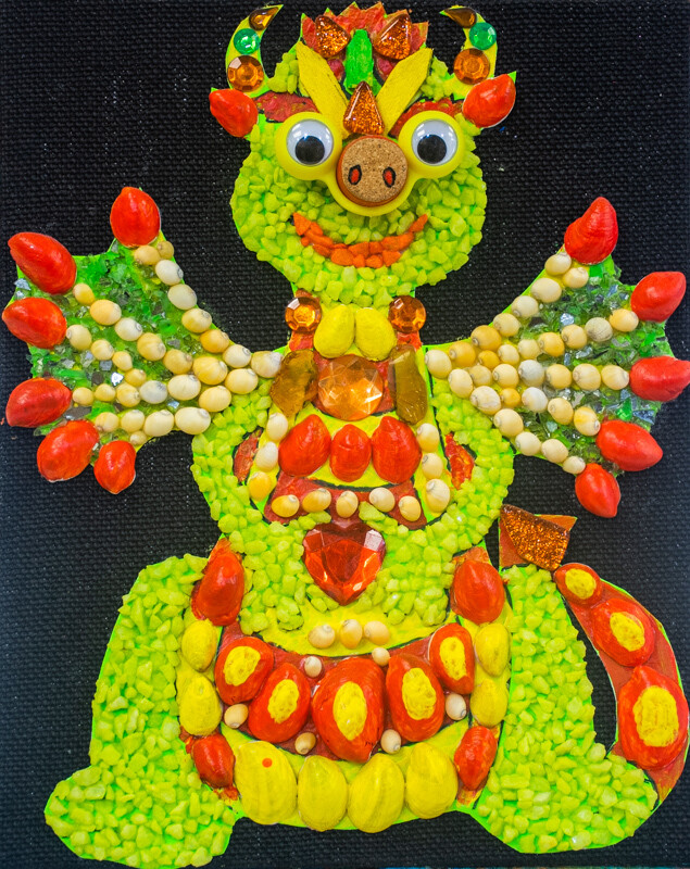 DIY Mosaic Wall Art Painting with crystal. "Dragon" - sparkling mosaic, painting for the fun time kids and adult together