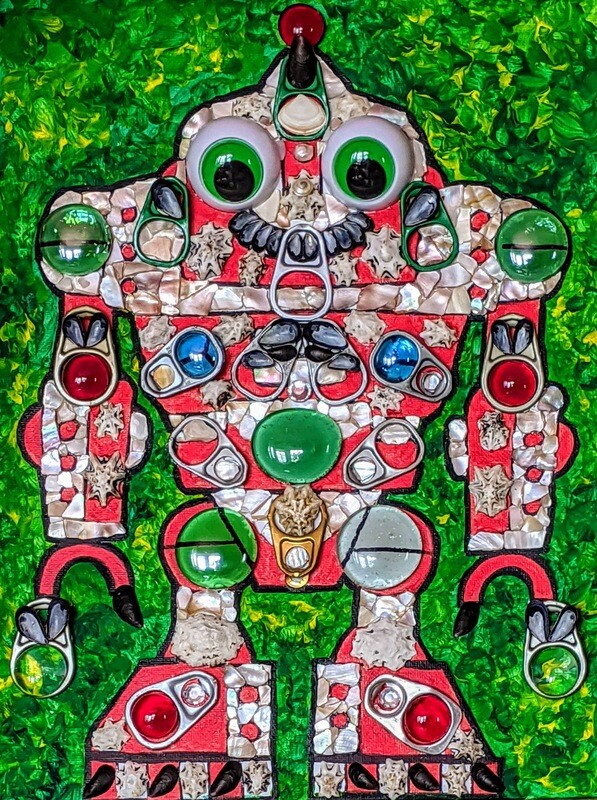 DIY Mosaic Wall Art Painting with crystal. "Robot" - sparkling mosaic, painting for the fun time kids and adult together
