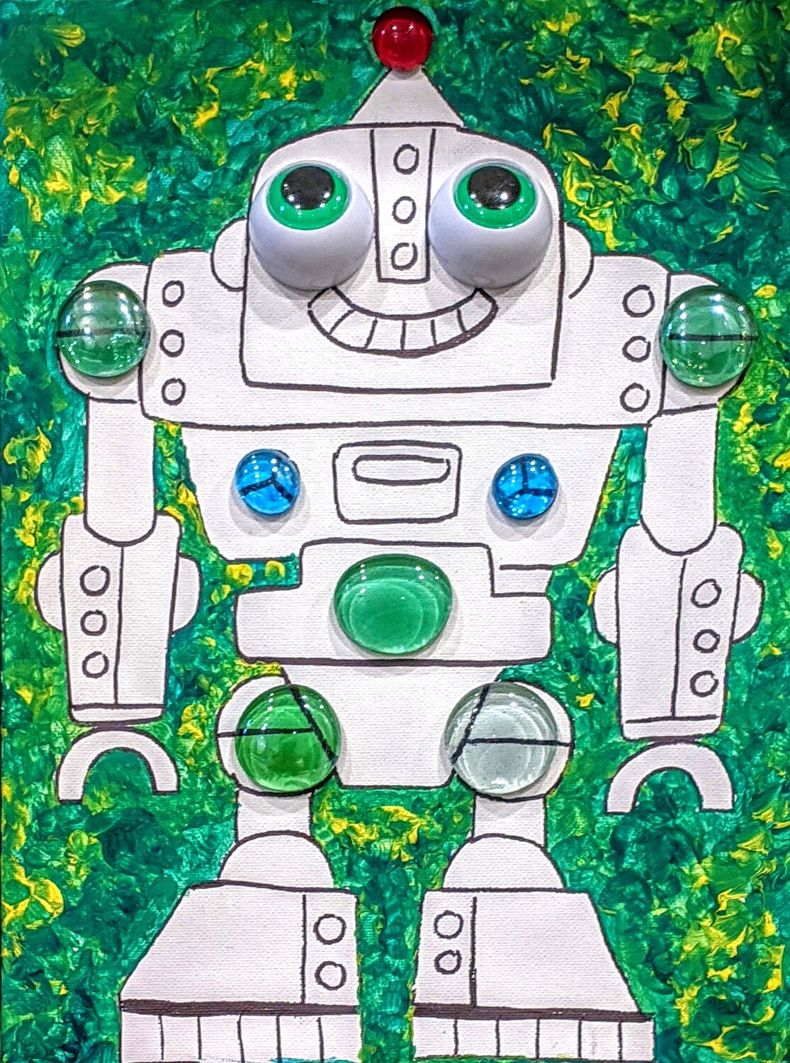 DIY Mosaic Wall Art Painting with crystal. online Robot - sparkling mosaic, painting for the fun time kid