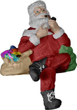 Shelf Sitting Santa Clause Christmas Statue with paints and brushes. Paint your own DIY plaster figurine Art Craft activity.