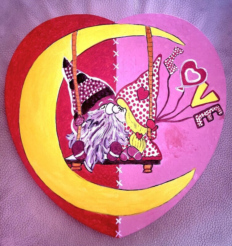 Heart-shaped canvas painting kit - Fly Me to the Moon